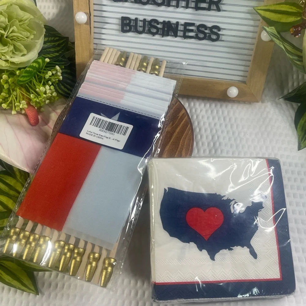 Patriotic Party Bundle Texas Flags Napkins Red White Blue Decorations Set